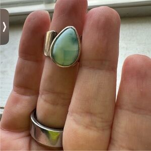 Larimar 925 sterling silver ring.wide band